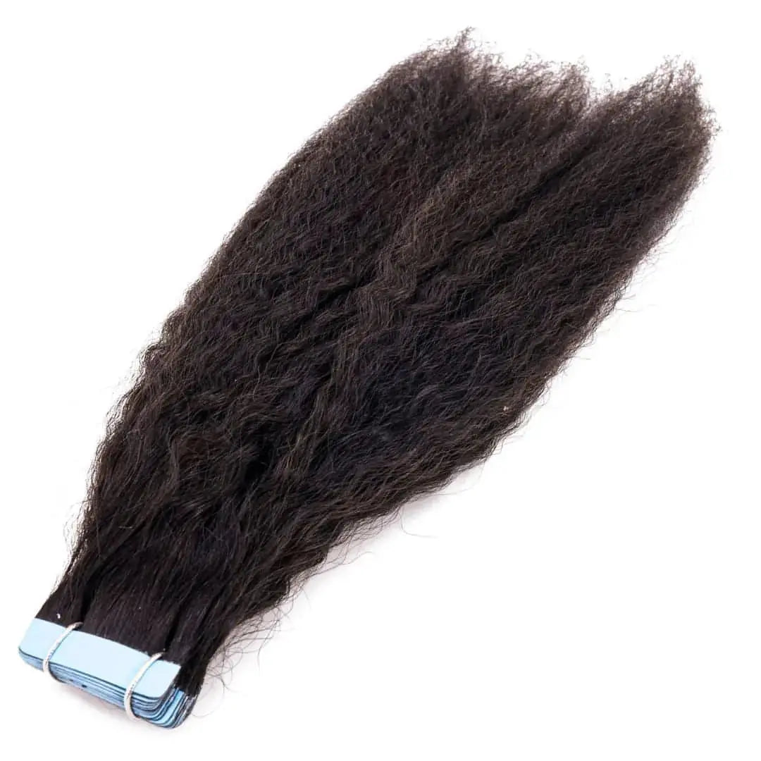 Kinky Straight Tape-In Human Hair Extensions - HookedOnBundles Virgin Hair HookedOnBundles Virgin Hair